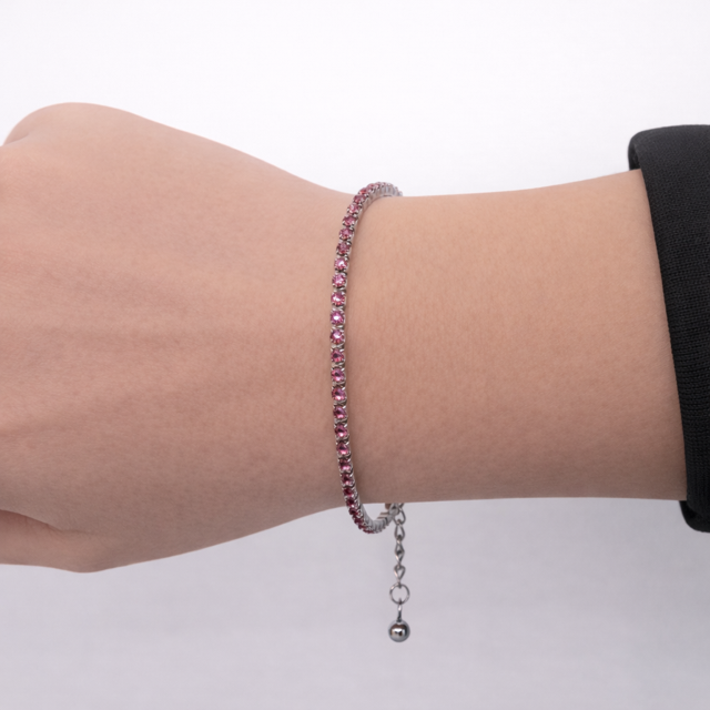 BRACCIALE TENNIS 4MM ROSA SHINE